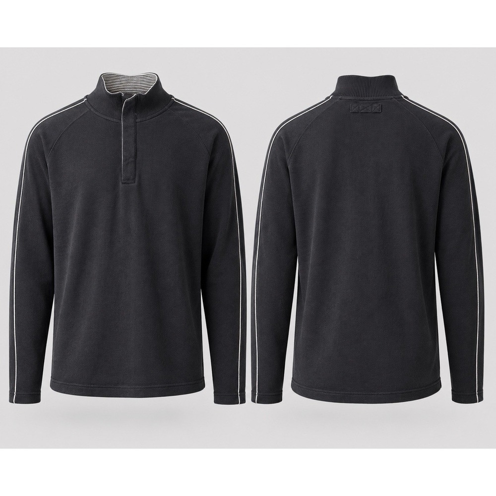 Hathaway Sweater Men's XL Mock Neck Black Knit Long Sleeve Quarter Snap